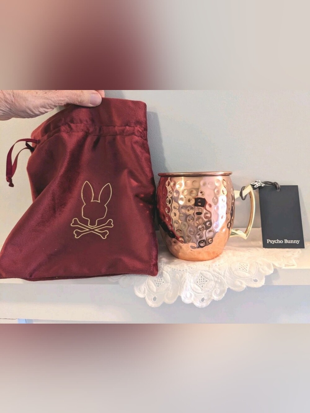 Psycho Bunny Copper Moscow Mule Mug with Black Bunny Charm